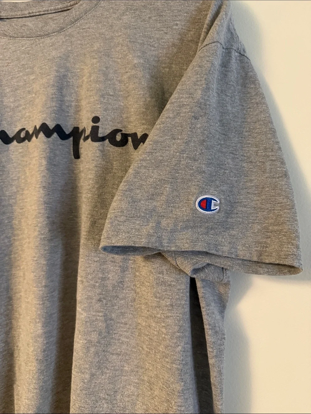 Champion Gray Short-Sleeve Logo Tee with Red Accent - Picture 3 of 4